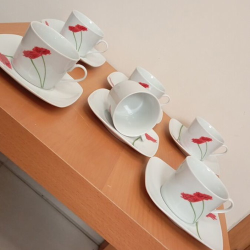 Set of 6 Porcelain Tea Cups new