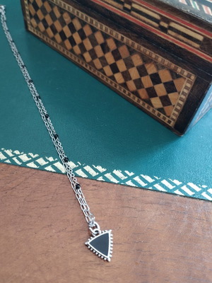 Stainless steel necklace with black details