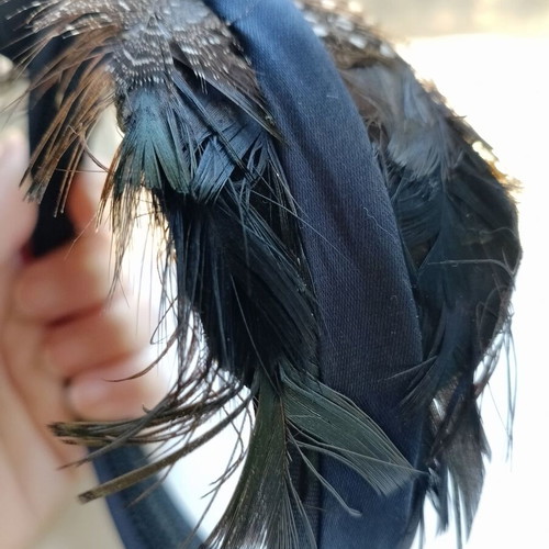 Blue women's headband with feathers used