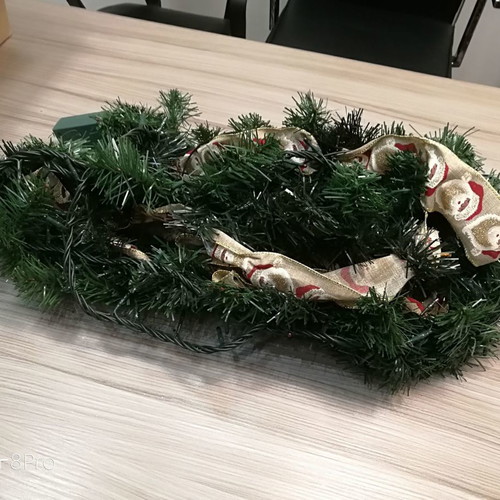 Christmas decorative garland green with lights used 200x10cm