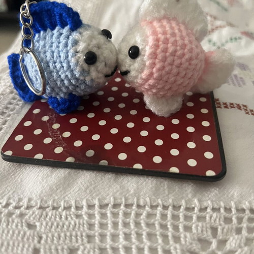 Handmade crochet fish keychains, pair