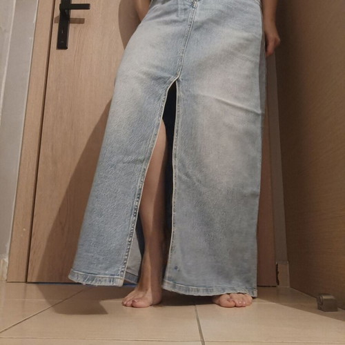 Zara long denim skirt like new with front slit size L