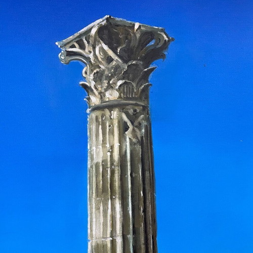 Oil painting used by Dimitris Kourtis featuring the columns of Olympieion