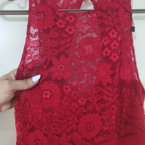 Shein Red Maxi Dress with Lace Size XS New