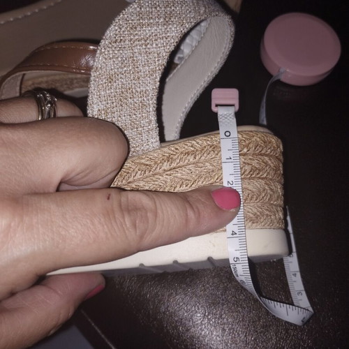 Sandals platform new, white and beige, size 43 approx
