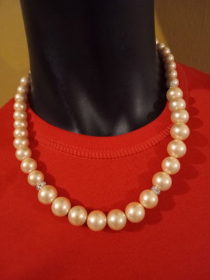 Marks & Spencer Faux Pearl Necklace new, beige and silver