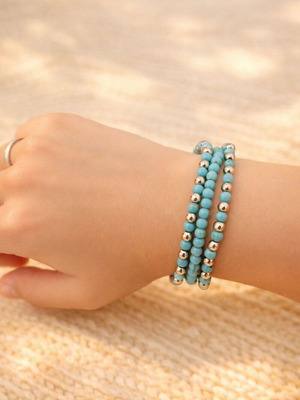 Ethnic Bracelets with Tophus Beads, 16 cm, like new, turquoise