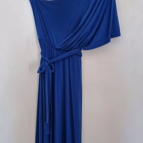 Maxi formal dress with one shoulder size M used, blue