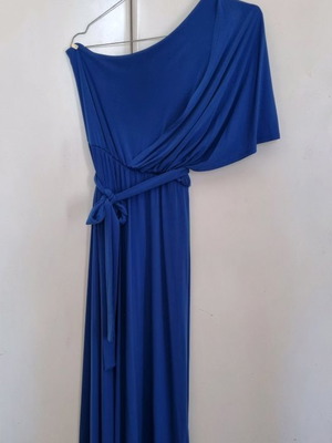 Maxi formal dress with one shoulder size M used, blue