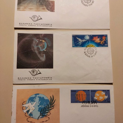 Europa first day covers 1990-1991-1995 used, set of 3