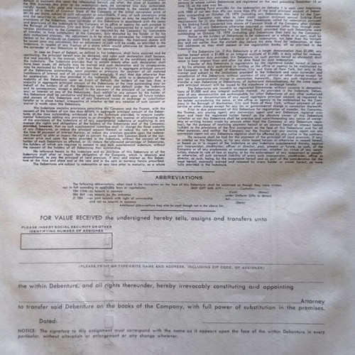 Hilton Hotels Corporation 1970 debenture like new