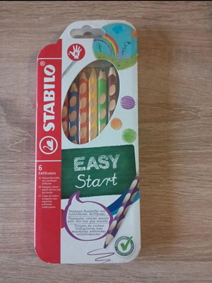 Stabilo Easy Start colored pencils used, 6 colors for right-handed kids