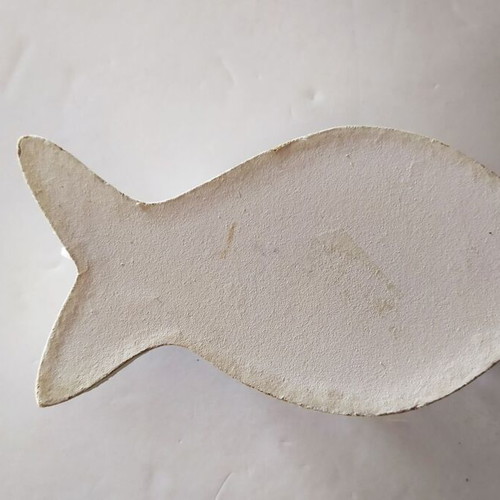 Wooden tealight holder used, fish-shaped, Lefkada souvenir