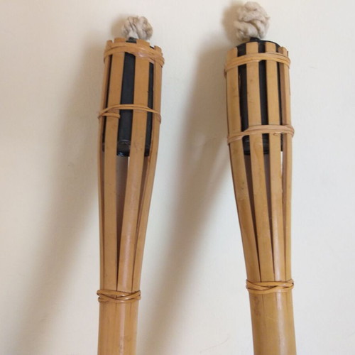 Bamboo garden torches like new, set of 2 pieces