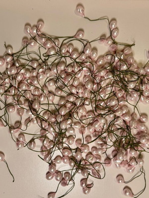 Pink pearl beads without hole wired for crafts like new