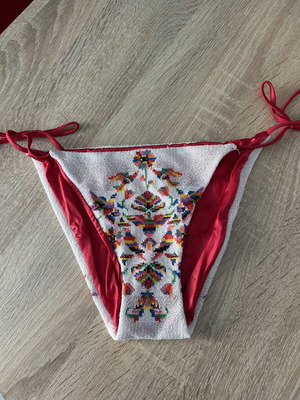 Mitos bikini bottom with embroidery, red multicolor, size S