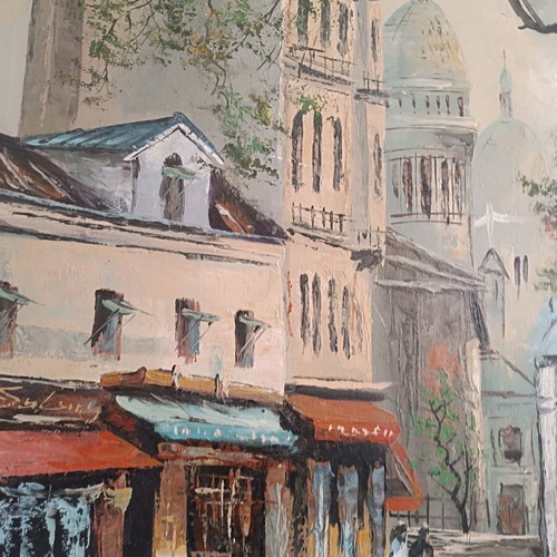 Large oil painting Paris signed by David Jones like new
