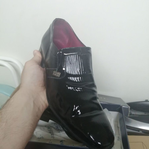 Damiani dress shoes size 41 new, black leather-patent