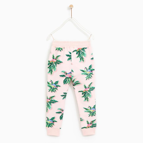 Zara girls' joggers pants new, pink with flamingo print, 13-14 years