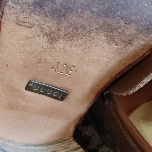 Gucci men's leather brown moccasins used, size 42
