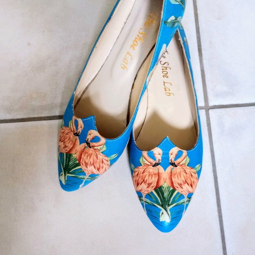 The Shoes Lab leather ballet flats size 38 like new, blue multicolor