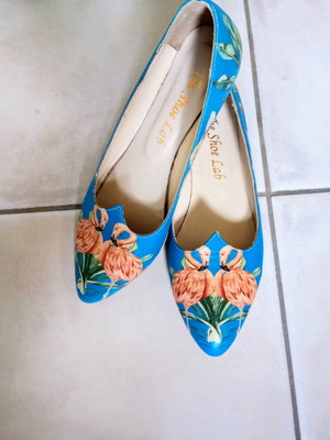 The Shoes Lab leather ballet flats size 38 like new, blue multicolor