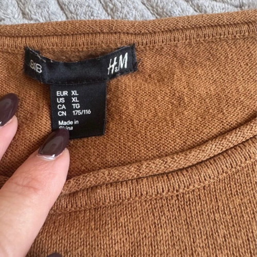 Дълъг ръкав плетен H&M като нов, черно и кафяво, размер XL