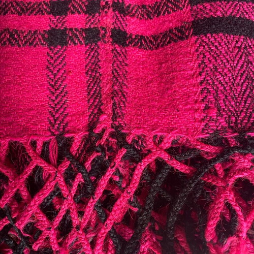 Cretan woven handmade blanket-rug new with fuchsia fringes 2x2 m
