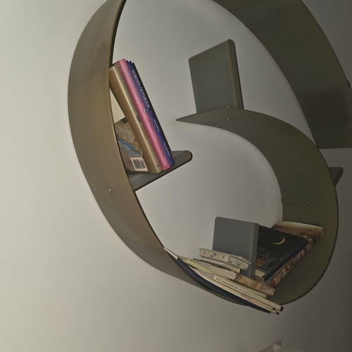 Kartel Bookworm bookshelf by Ron Arad, grey, 3.2 meters, 7 shelves