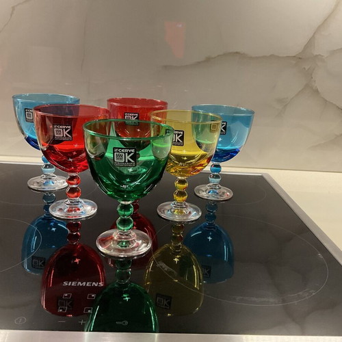 CERVE Deep Ice Cream Bowls Set of 6, Like New, Multicolored Glass