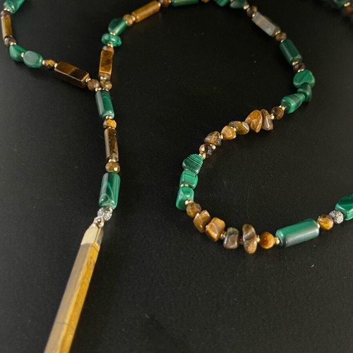 Men’s choker with malachite and tiger eye new
