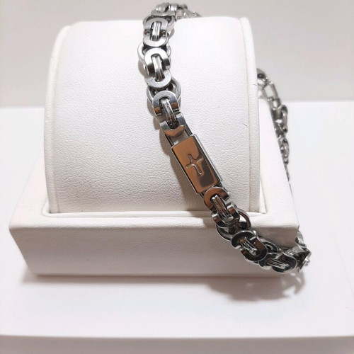 Men's bracelet stainless steel new, silver, 21.5cm