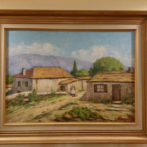 Oil painting by M. Romanidou like new with frame