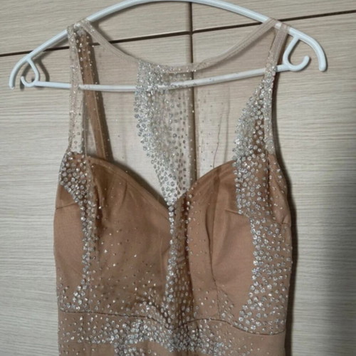Handmade evening dress by Eirini Makkou, beige, size S/M