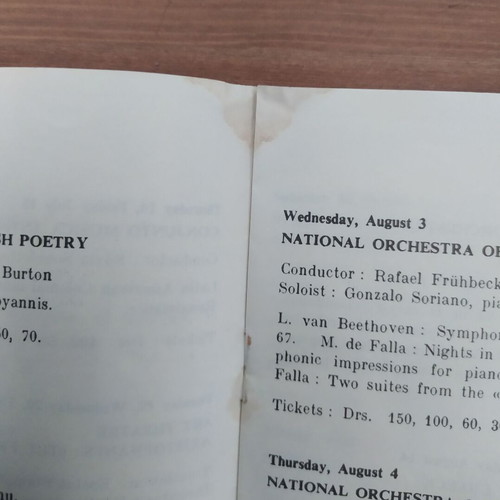 Athens Festival 1966 program used, English language