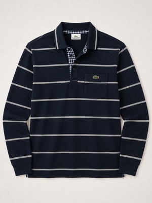 Lacoste men's polo shirt like new, white and blue, size M