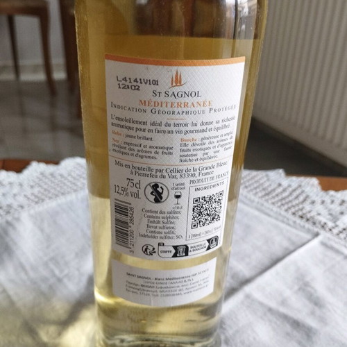 St. Sagnol Méditerranée 2023 white dry French wine sealed