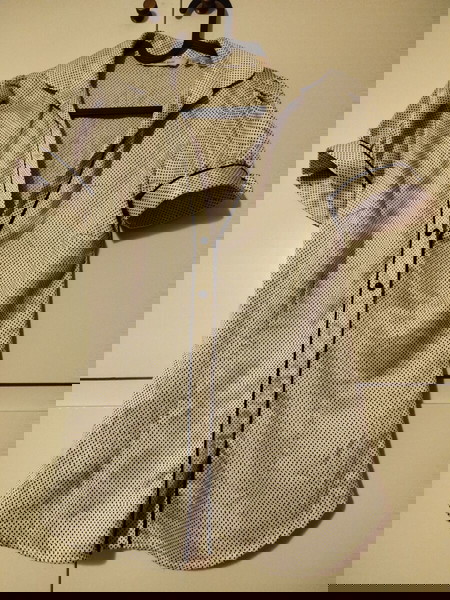 Бяла сатенена риза с черни точки H&M