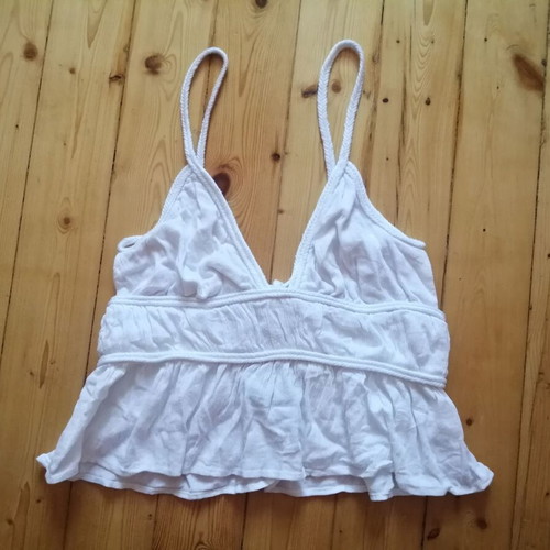 Zara women's boho white crop top XS