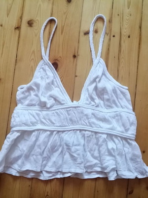 Zara women's boho white crop top XS
