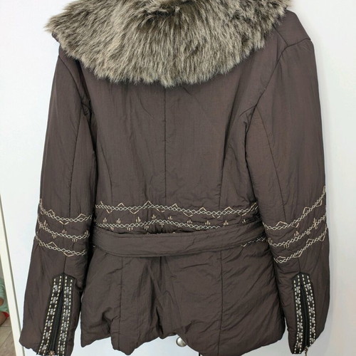 Brown jacket with fur collar Lucifair like new, size XL