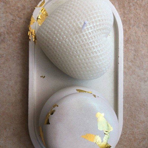 Bomboniera tray with macaron and heart candle set of 3 new
