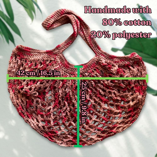 Raspberry Handmade Mesh Market Bag