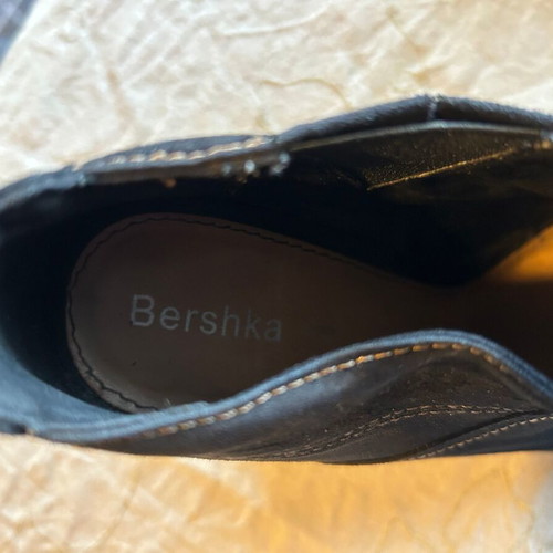 Bershka women's black suede platform boots size 35