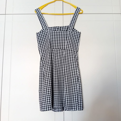 Bershka Gingham Mini Dress like new, black and white
