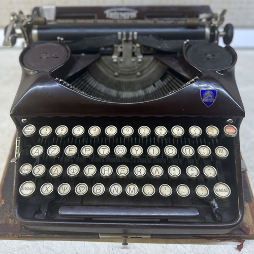 Triumph typewriter used, German 1930s with Greek letters