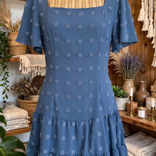 Navy Blue Summer Dress Shein like new, size S, square neck