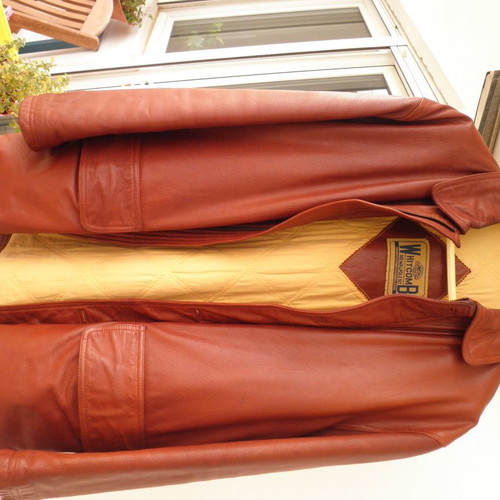 Trench coat made of genuine leather used, brown, branded American