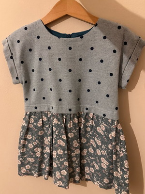Sam 0 13 dress like new, turquoise with floral skirt and polka dot top