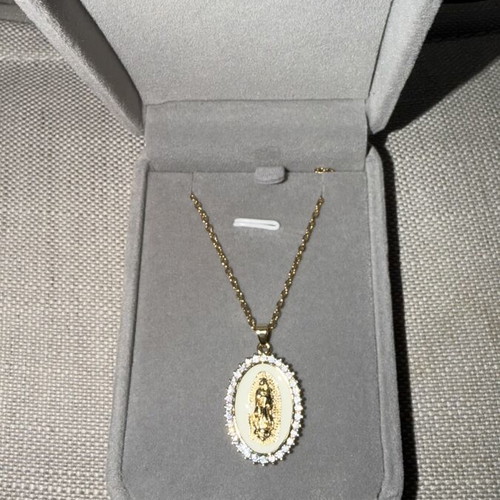 Our Lady of Guadalupe pendant necklace with cz stones and chain